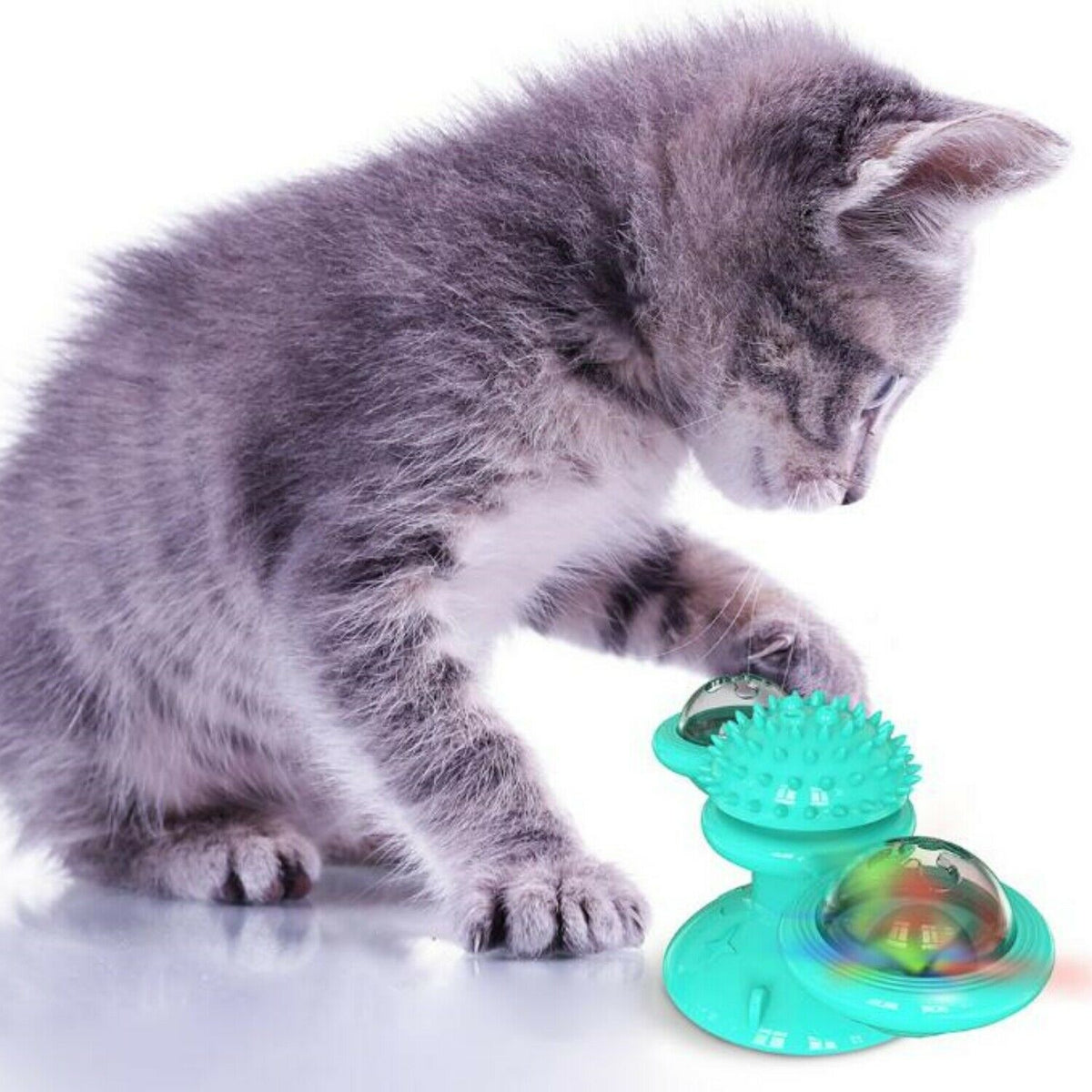 Snurran – Kattleksak med sugpropp, LED-boll & kattmynta