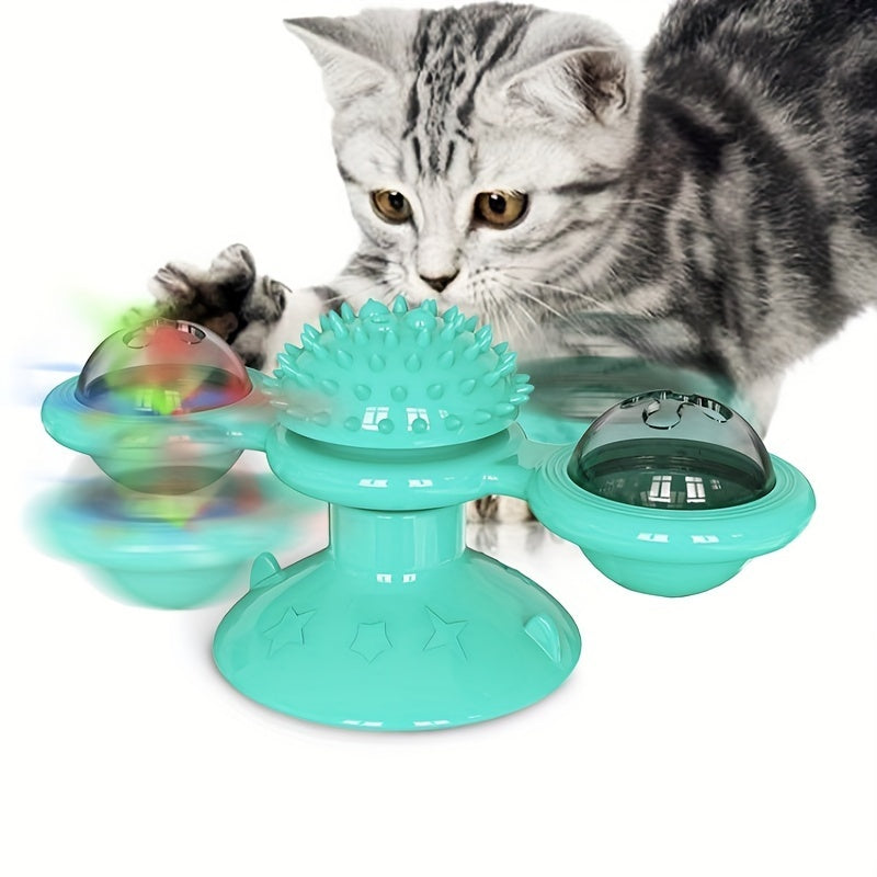Snurran – Kattleksak med sugpropp, LED-boll & kattmynta