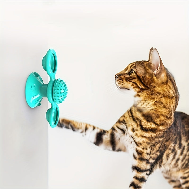 Snurran – Kattleksak med sugpropp, LED-boll & kattmynta