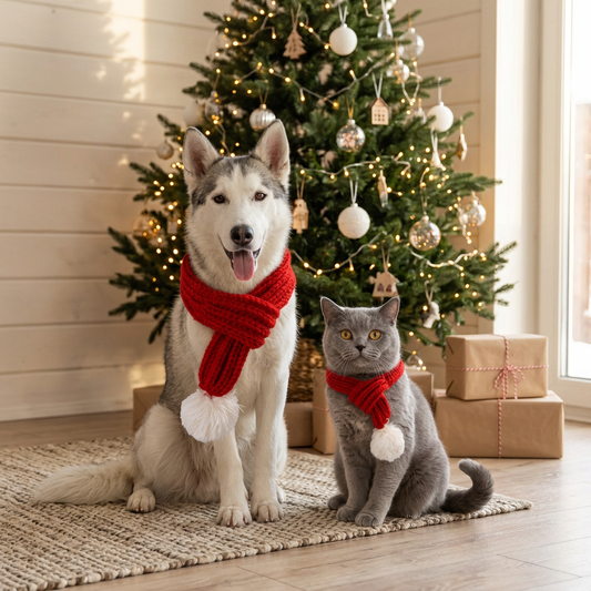 Julvärmaren – Stickad halsduk för hund & katt